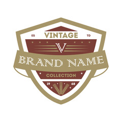 Classic vintage company identity element. Premium quality badge, company retro symbol, product identity design vector illustration.