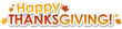 © Web Buttons Inc - Colorful HAPPY THANKSGIVING typography banner with maple leaf motifs on transparent background