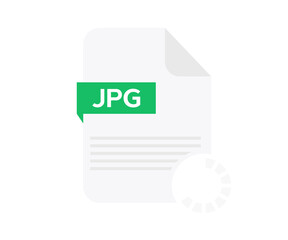 Poster - JPG file logo design. Document downloading concept, Arrow downloading, simple download icon, JPG Format flat design.
