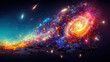 illustration on the theme of the birth of the universe with stars and galaxies