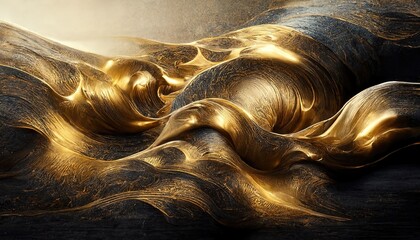 Poster - Abstract wave vector art. Luxury wallpaper design for print, wall art and home decor, cover and packaging design. Golden ligne waves 3D illustration