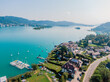 wide landscape shot of Wörthersee in South Austria