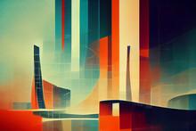 Colorful Forms And Lines In Cubism Art Style