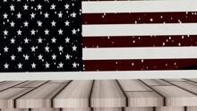 3D 4K Holz Steg Tisch Nationalflagge Hintergrund Business Amerika
