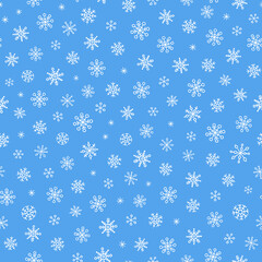 Wall Mural - Snowflakes seamless pattern minimal design. Simple winter repeat design with snow. Hand drawn snowflake shape. Christmas pattern for wrapping paper, home textile print, web background. 