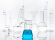 laboratory glassware with chemicals