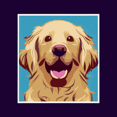 Wall Mural - Golden retriever flat logo illustration. Graphic design. Vector dog head.