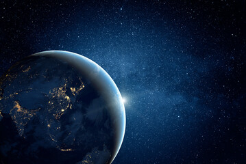 Wall Mural - starry sky and planet earth in open space. elements of this image furnished by nasa.