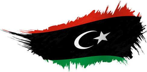 Wall Mural - Flag of Libya in grunge style with waving effect.