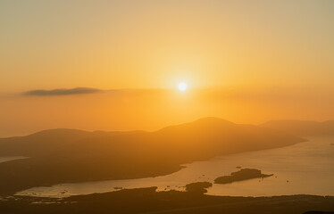 Journey. Sunset view from the top of the mountain. Montenegro.