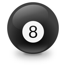 Black Billiard Ball Number 8 With Its Shadow (isolated)