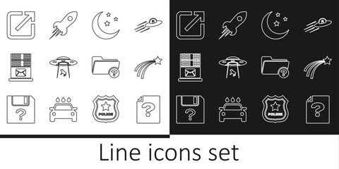Poster - set line unknown document, falling star, moon and stars, ufo abducts cow, mail server, open new wind