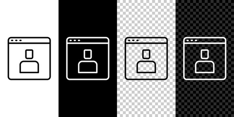 Poster - Set line Create account screen icon isolated on black and white, transparent background. Vector