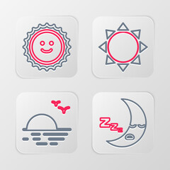 Sticker - Set line Moon icon, Sunset, and icon. Vector