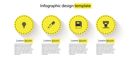 Canvas Print - Set Light bulb, Microphone, Book and Stage stand. Business infographic template. Vector