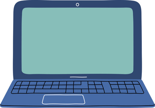Podcast element in modern style flat, line style. Hand drawn PNG illustration of laptop. Fashion patch, badge, emblem.	
