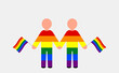 People with lgbt rainbow flag