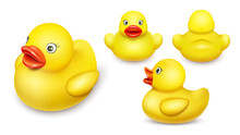 Set Of Yellow Rubber Ducks Toy For Bathing