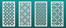 Laser Cut Panels, Islamic Arabian Design Pattern, Geometric Ornament. Home Decor, Wall Art, Papercut Background, Die Stencil, Decorative Tile Screen. Vector Illustration