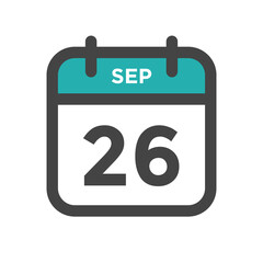 Wall Mural - September 26 Calendar Day or Calender Date for Deadlines or Appointment