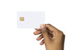 hand holding blank bank card - transparent PNG