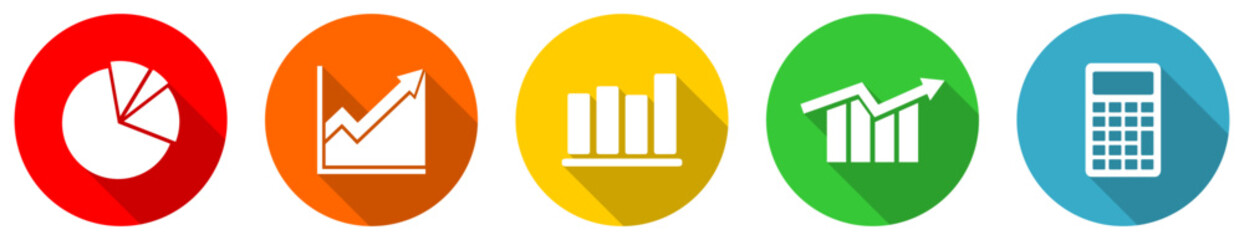 Leinwandbilder - Set of colorful web flat design economy vector icons, business concept illustration