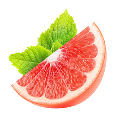 Wall Mural - wedge of grapefruit frit with with mint leaf cutout