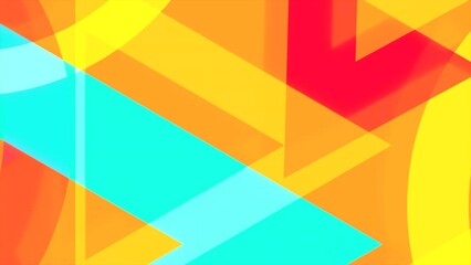 Poster - Colorful geometric background with a part of circle, triangles. Motion. Moving figures pattern, geometry for kids.