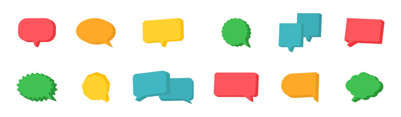 Aufkleber - 3d speech bubble set. Comment color geometric balloon. Chat message icon. Social media banner. Dialog frame. Speak tag. Cloud quite sign. Business communication. Talk idea. Vector illustration