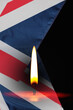 Leinwandbild Motiv Mourning UK.Death of Queen Elizabeth.Sorrow.Symbol of UK flag,crown and burning candle.Mourning and mourning banner