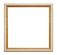 White Framework In Antique Style. Vintage Picture Frame Isolated On A Transparent Background In PNG Format