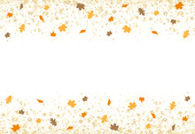 A Gold Glitter Confetti Border With Fall Leaves On White
