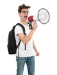 Young student using a megaphone