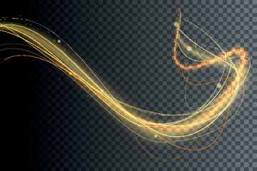Poster - Light gold Twirl. Curve light effect of gold line.