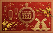 Happy chinese new year 2023 year of the rabbit zodiac with on color Background.
