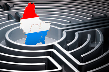 Poster - luxembourgish map inside labyrinth, 3d rendering
