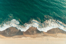 Aerial Drone Photo Of Waves On Beach