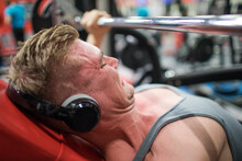 Bodybuilder Pushes His Limits Incline Bench Press At The Gym