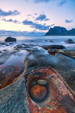 The Rock Formation Called The Eye, Uttakleiv Beach, Norway
