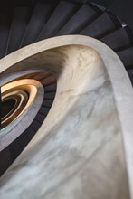 A Black And White Stone Spiral Staircase