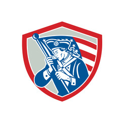 Wall Mural - American Patriot Soldier Waving Flag Shield