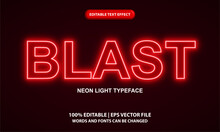 Editable Blast Text Effect Template - Lettering With Red Neon Light Effect