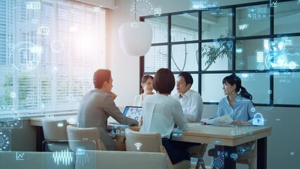 Aufkleber - 会議する人々とデータ分析