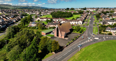 aerial photo of all saints church of ireland, craigyhill county antrim northern ireland