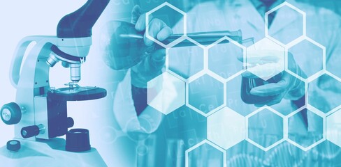 Poster - Scientist making extraction in laboratory