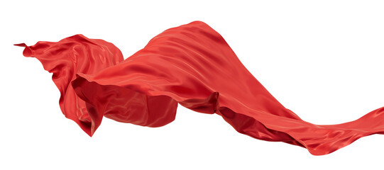flowing red wave cloth, 3d rendering.
