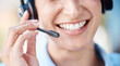 © Anela Ramba/peopleimages.com - Call center face, woman headset for communication and discussion with clients online at telemarketing company, working in crm business and consulting on internet. Smile of customer service worker