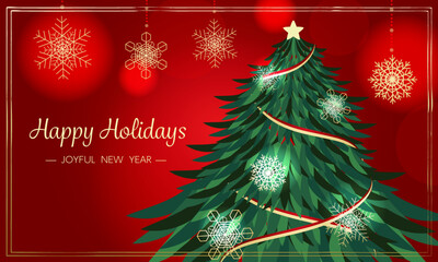 Wall Mural - christmas card with christmas tree