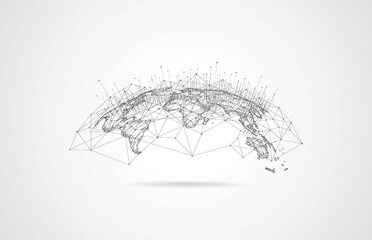 Global network connection. World map point and line composition concept of global business. Vector Illustration