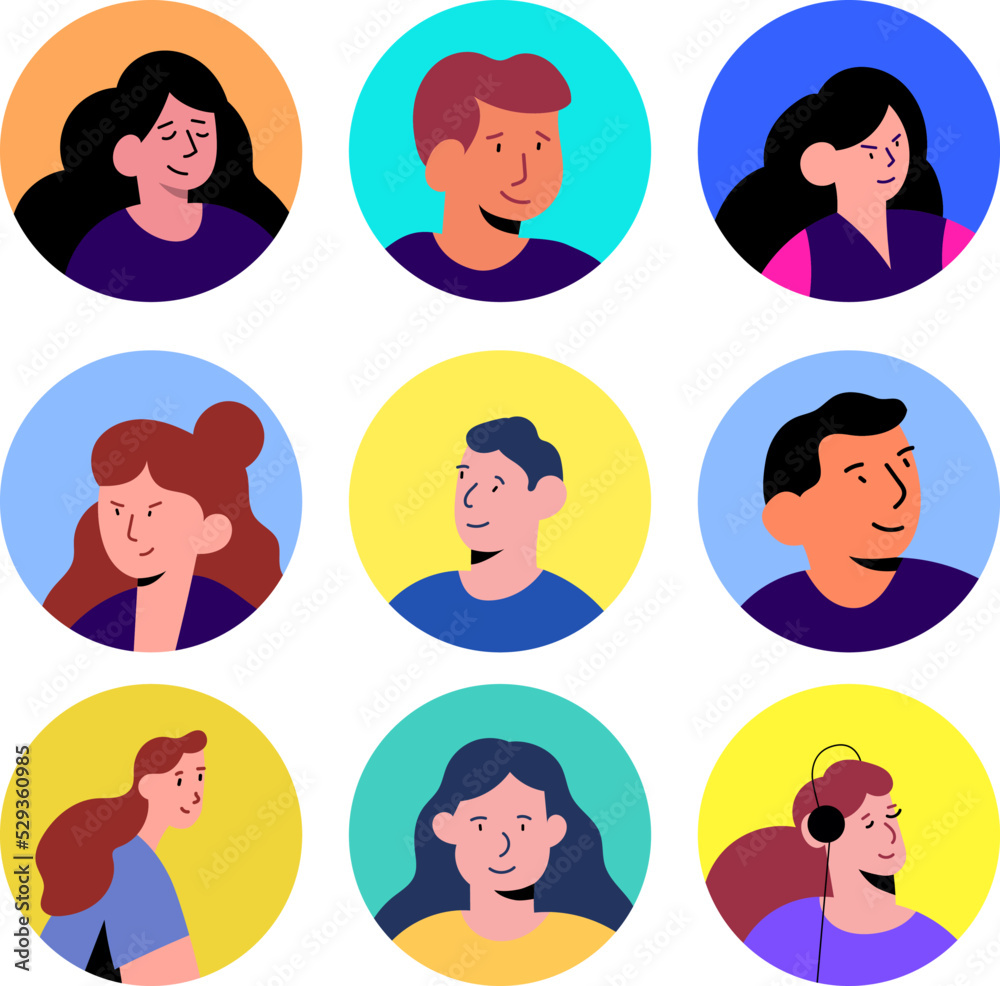 Bundle of different people avatars. Set of colorful user portraits ...